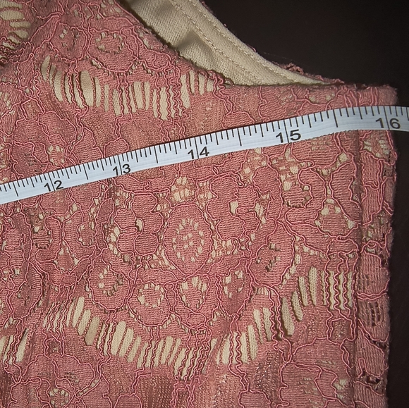 Francesca's V-Neck Low Back Dusty Rose Pink Lace Tulle Dress Size Small - Picture 14 of 16